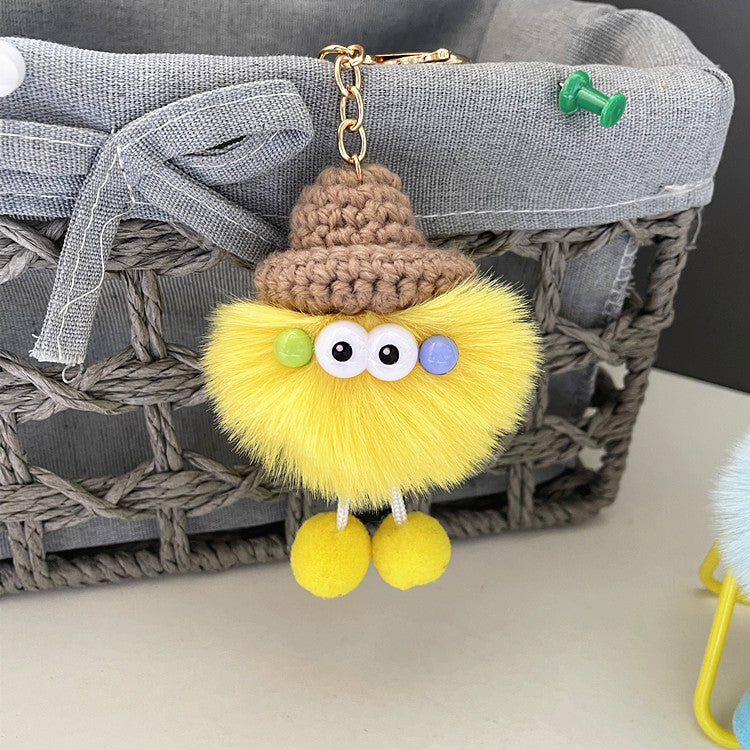 Wholesale Internet celebrity ugly cute plush cute small coal ball key chain